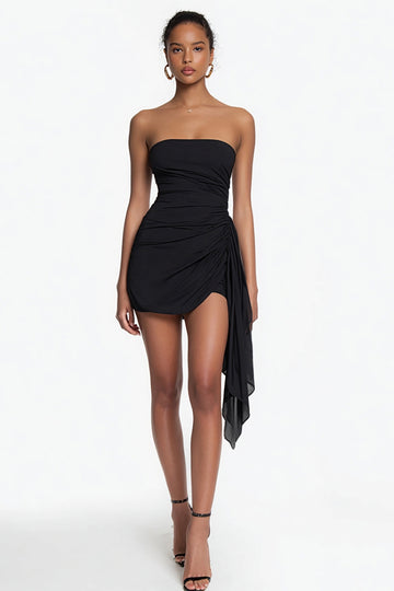 Strapless Bodycon Little Black Dress With Sash